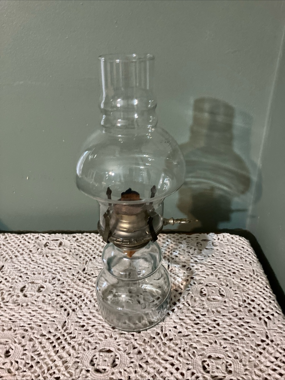 Vintage Clear Glass Oil Kerosene Lamp